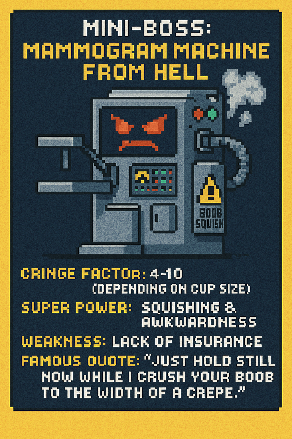 The Mammogram Machine From Hell Game Card