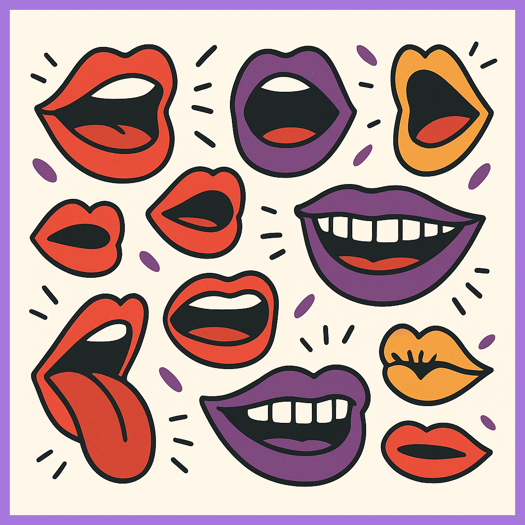 Talk Snarky to Me hero image - a bunch of different mouths yapping