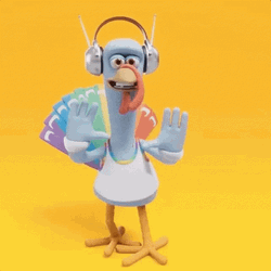 the turkey with rainbow feathers jamming in headphones that inspired my stupid joke